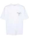 Prada Logo Oversized Cotton Jersey T-shirt In White