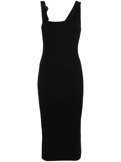 Versace Jeans Couture Dress With Side Slit In Black