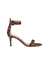 Gianvito Rossi Open Round Toe Visible Stitching Buckled Back Strap Leopard Pattern Golden Lettered Logo On Insole S In Brown