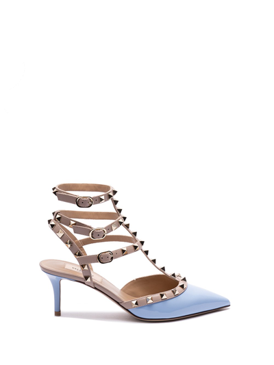 Valentino Garavani `rockstud` Ankle Strap Pumps In Blue