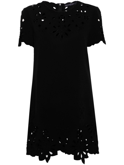 Ermanno Scervino Embroidered Shift Minidress In Black  