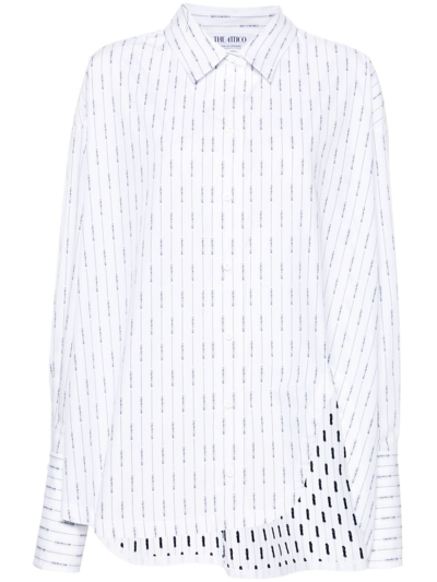 Attico Diana Shirt With Pinstriped Logo Pattern In White