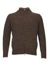 GRAN SASSO GRAN SASSO BROWN WOOL MOCK SWEATER WITH MEN'S ZIP