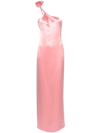 Magda Butrym Floral One-shoulder Silk Midi Dress In Pink