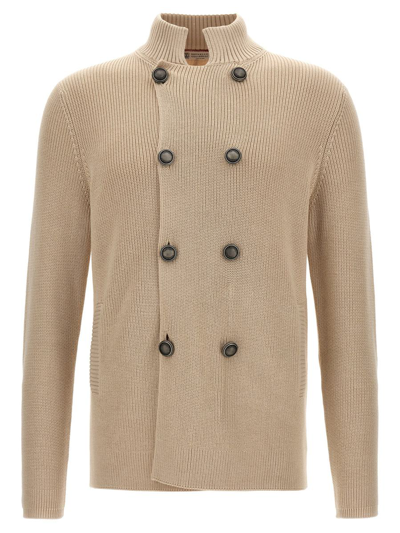 Brunello Cucinelli Double-breasted Cardigan In Beis