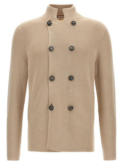 Brunello Cucinelli Double-breasted Cardigan In Beige