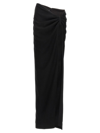 Monot Long Draped High-waisted Midi Skirt In Black
