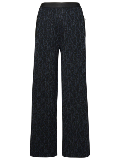 Palm Angels Monogram-jacquard Side Stripe Detailed Trousers In Black Black