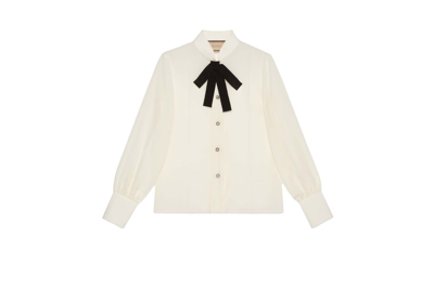 Pre-owned Gucci Silk Crepe De Chine Shirt Ivory
