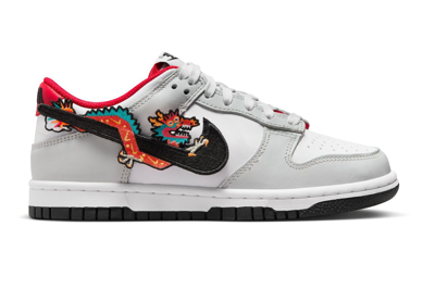 Pre-owned Nike Dunk Low Year Of The Dragon (gs) In White/white/university Red