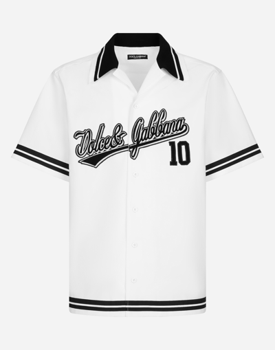 Dolce & Gabbana Cotton Hawaiian Shirt With Dolce&gabbana Logo In White