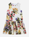 Dolce & Gabbana Girl's Flower Power Printed Cotton Sleeveless Dress