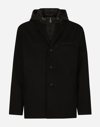 DOLCE & GABBANA SINGLE-BREASTED CASHMERE JACKET WITH HOOD