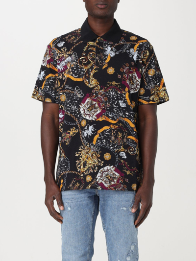 Just Cavalli Baroque-print Cotton Polo Shirt In Black