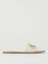 Valentino Vlogo Signature Flat Leather Sandals In Yellow Cream