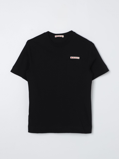 Marni Kids' Mt171u T-shirt  T-shirt With Pocket And Logo In Black