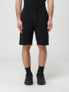 Stone Island Blue Shorts With Elastic Drawstring Waist And Logo Patch On The Front In Cotton Man In Black