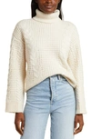 Joe's The Harper Cable Stitch Recycled Polyester Blend Turtleneck Sweater In Eggnog