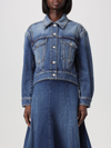 Alexander Mcqueen Denim Cocoon Jacket In Blue