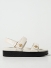 Tory Burch Pave Geo Bombe Miller Low Heel Sandal Shoes In White