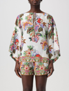 Etro Tie-detailed Floral-print Cotton And Silk-blend Voile Blouse In White