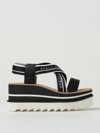 Stella Mccartney Womens Criss-cross Knit Platform Sandals In Black