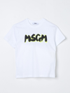 Msgm Kids'  Boys White Cotton T-shirt