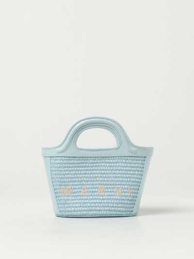 Marni Tropicalia Micro Raffia Tote Bag In Blue