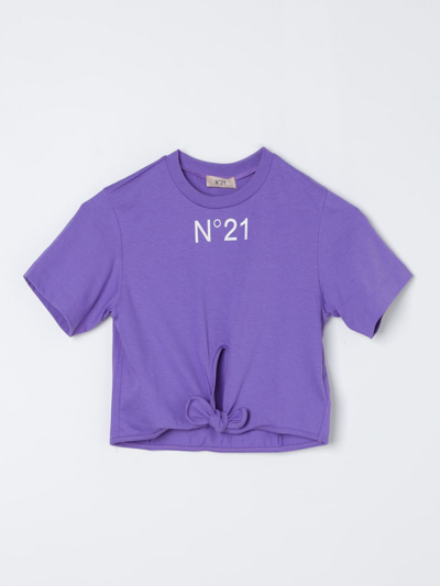 N°21 Kids' T恤 N° 21 儿童 颜色 紫色 In Violet