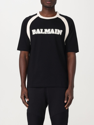 Balmain T-shirt With Logo In Noir\creme