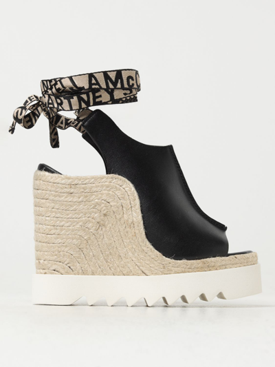 Stella Mccartney Gaia Faux Leather Espadrille Sandals In Black