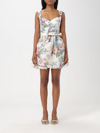 Zimmermann Matchmaker Belted Printed Linen And Silk-blend Mini Dress In Multicolor