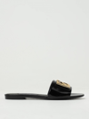 Dolce & Gabbana Logo-plaque Leather Slides In Black