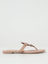 Tory Burch Miller Logo Plaque Suede Sandals In Beige