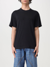 Jw Anderson Men Black Crewneck T-shirt With Logo Lettering Embroidery On The Front In Cotton Man In Black