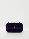 Tory Burch Kira Velvet Mini Flap Bag In Blue