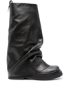 Attico 'robin' Black Boots With Square Toe And Logo Plaque On The Rear In Black  