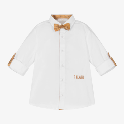 Alviero Martini Babies' Boys White Cotton Shirt & Geo Map Bow Tie