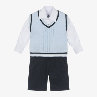 Beau Kid Babies'  Boys Navy & Pale Blue Shorts Set