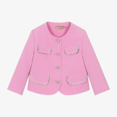 Elie Saab Kids' Girls Pink Studded Diamanté Jacket