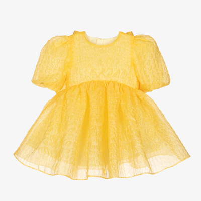 Childrensalon Occasions Kids' Girls Yellow Cloqué Bow Dress