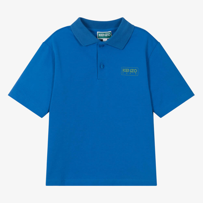 Kenzo Babies' Logo-print Organic-cotton Polo Shirt In Blue