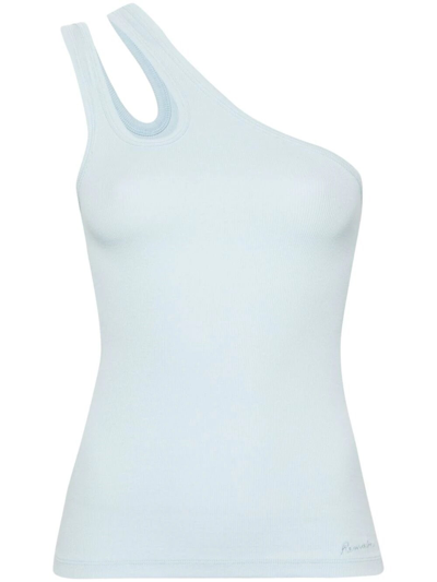 Remain One-shoulder Fine-ribbed Top In Light Blue