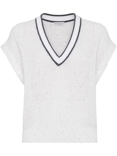 Brunello Cucinelli Crew Neck Sweater In White
