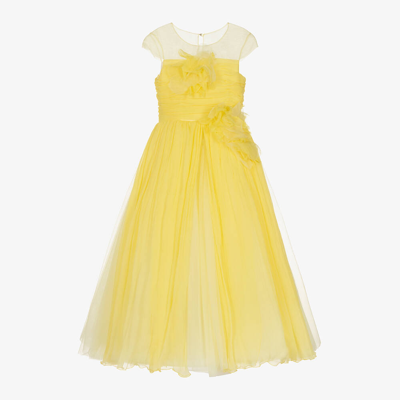 Marchesa Couture Kids' Girls Yellow Silk Dress