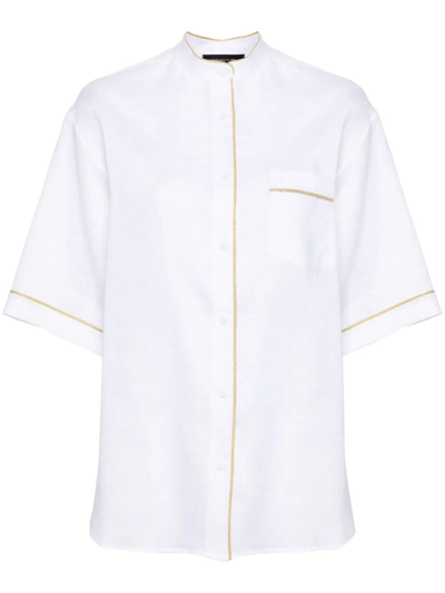 Fabiana Filippi Beaded-trim Chambray Shirt In White