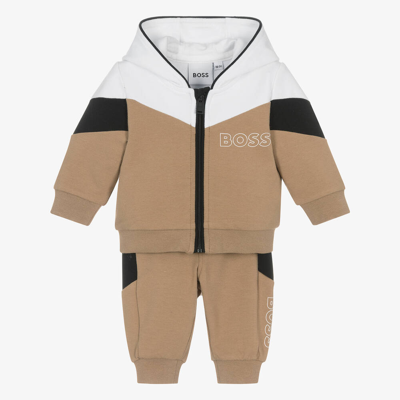 Hugo Boss Boss Brown & White Cotton Baby Tracksuit