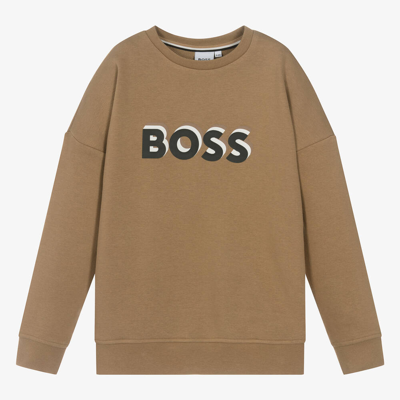 Hugo Boss Boss Teen Boys Beige Cotton Sweatshirt