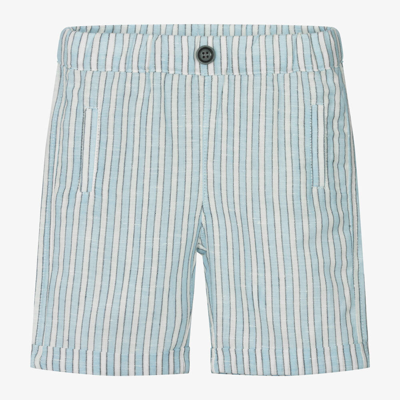 Ido Mini Baby Boys Blue Striped Linen Shorts