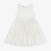 IDO BABY IDO BABY GIRLS IVORY FLORAL TULLE DRESS